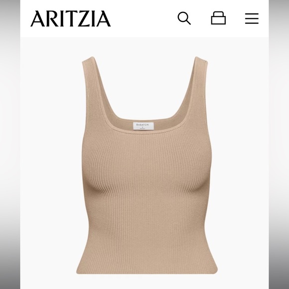 Aritzia (Babaton) Sculpt Knit Squareneck Tank in taupe - Picture 2 of 6